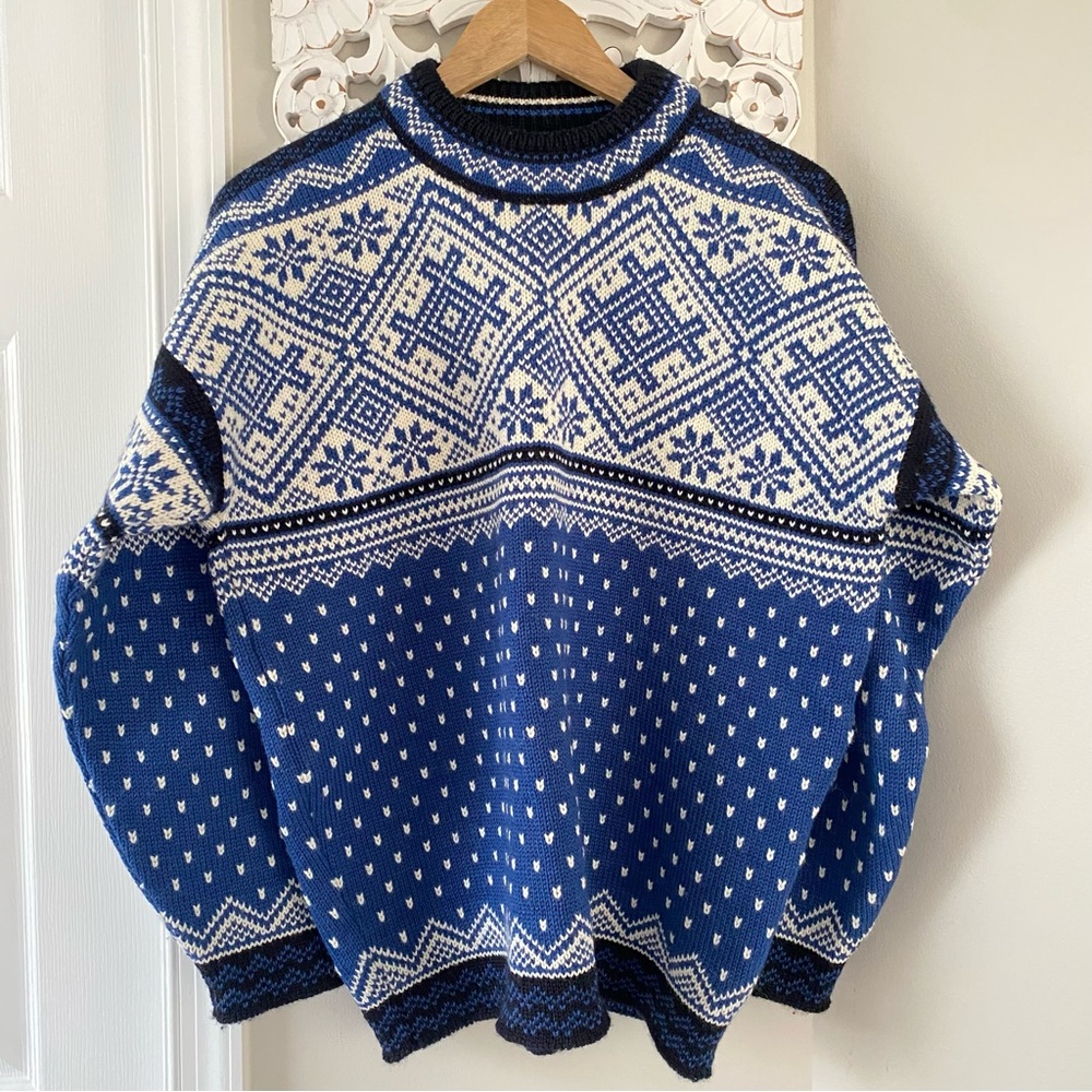 Dale Of Norway Vintage 100% Wool Mens Ski Nordic Fair Isle Sweater Sz M 80s 90s